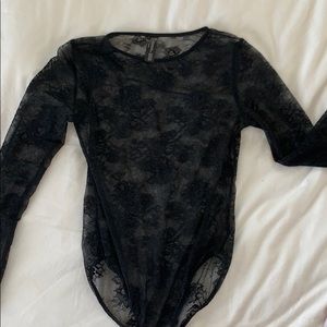 FOREVER 21 Mesh floral bodysuit